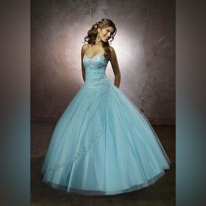 MoriLee by Madeline Gardner Strapless Ballgown in Aqua, Vizcaya Collection 86023